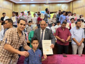 تكريم نشاط السباحة علي مسرح هيئة الشبان العالميةببنها 