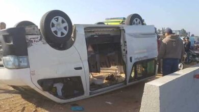 بالأسماء .. تفاصيل إصابة 5 أشخاص من أسرة واحدة في انقلاب سيارة بالقليوبية