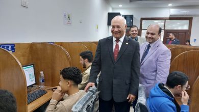 رئيس جامعة بنها يتفقد الامتحانات بكليات التربية الرياضية والعلاج الطبيعي والتربية