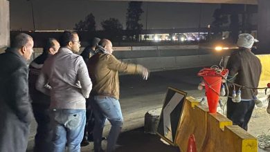 صور - تحويلات مرورية جديدة بسبب هبوط أرضي بكوبري الفحص ببنها