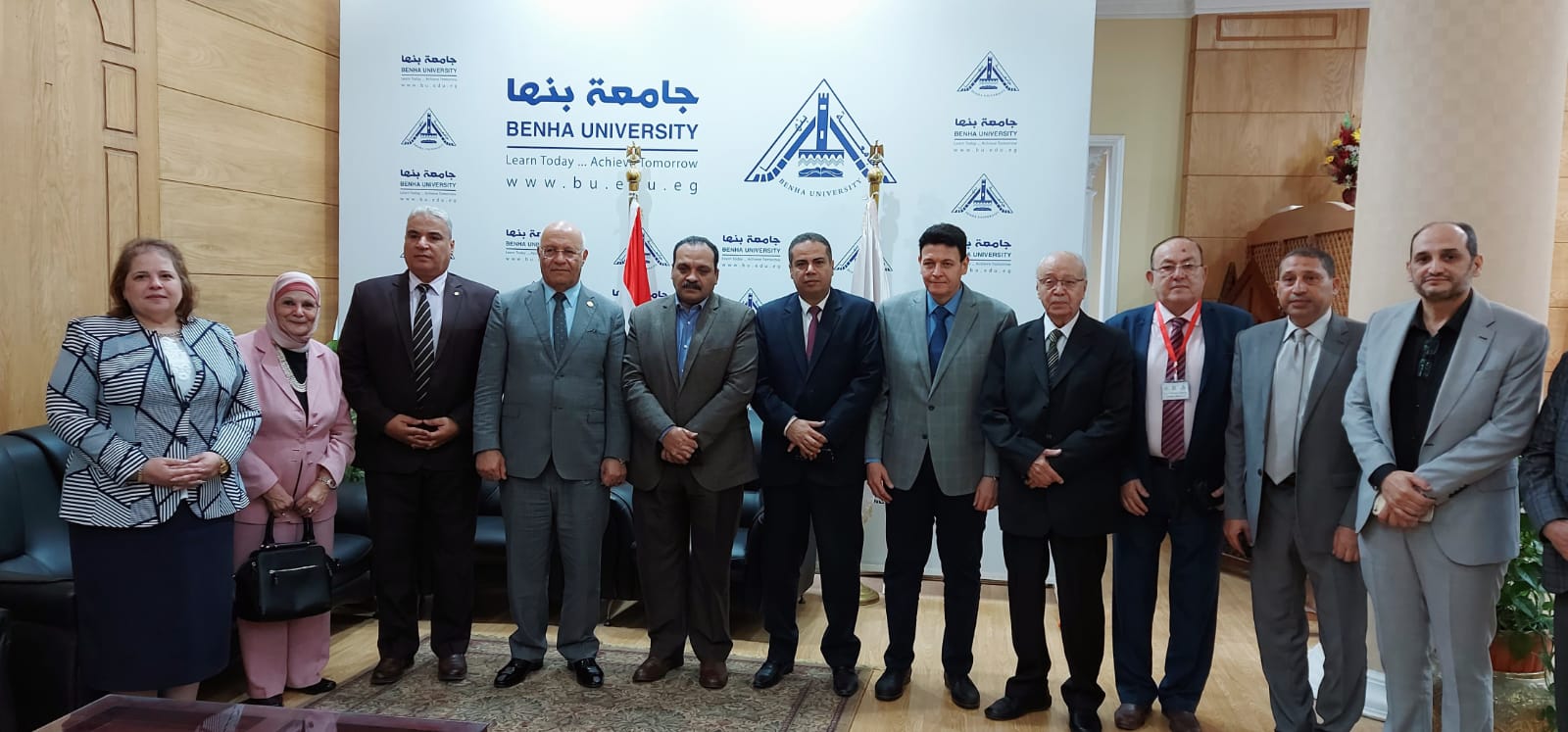 رئيس جامعة بنها يستقبل أعضاء لجنة قطاع الآداب بالمجلس الاعلي للجامعات