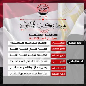 الأمانة المركزية لحزب صوت الشعب تعلن تشكيل القليوبية