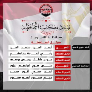 الأمانة المركزية لحزب صوت الشعب تعلن تشكيل القليوبية