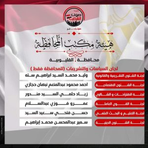 الأمانة المركزية لحزب صوت الشعب تعلن تشكيل القليوبية