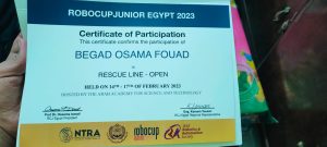 بجاد أسامة يحقق مركزا متقدما في مسابقة كأس مصر للروبوت