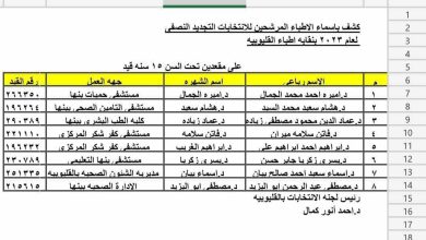 قوائم المرشحين لانتخابات للتجديد النصفي لأطباء القليوبية قوائم المرشحين لانتخابات للتجديد النصفي لأطباء القليوبية