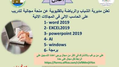 «تكنولوجى هات» دورات حاسب ألي مجانية بالشباب والرياضة بالقليوبية ... رابط الإشتراك