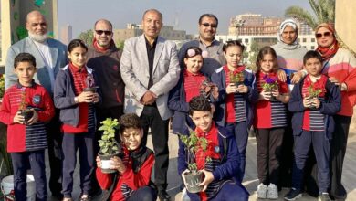 حياتنا بالأخضر..شبان بنها تعلم الطلاب فائدة المساحات الخضراء