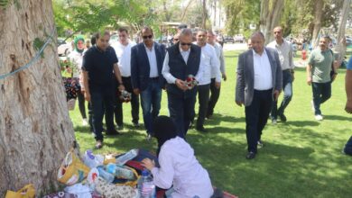 بمناسبة شم النسيم .. محافظ القليوبية يتفقد حدائق القناطر الخيرية وكورنيش النيل ببنها 