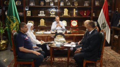 محافظ القليوبية يناقش مع مسئولي البنك الأهلي مناقشة استغلال أراضي المحافظة