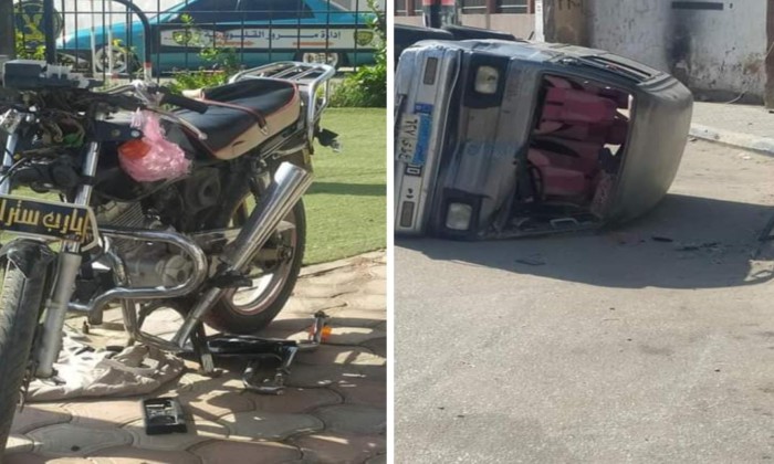 إصابة 3 أشخاص في حادث تصادم ببنها