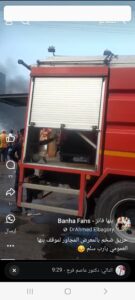حريق هائل بمعرض ملابس بنها، صور