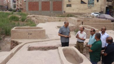 محافظ القليوبية يتفقد المقبره الأثرية والحمامات اليونانية ببنها