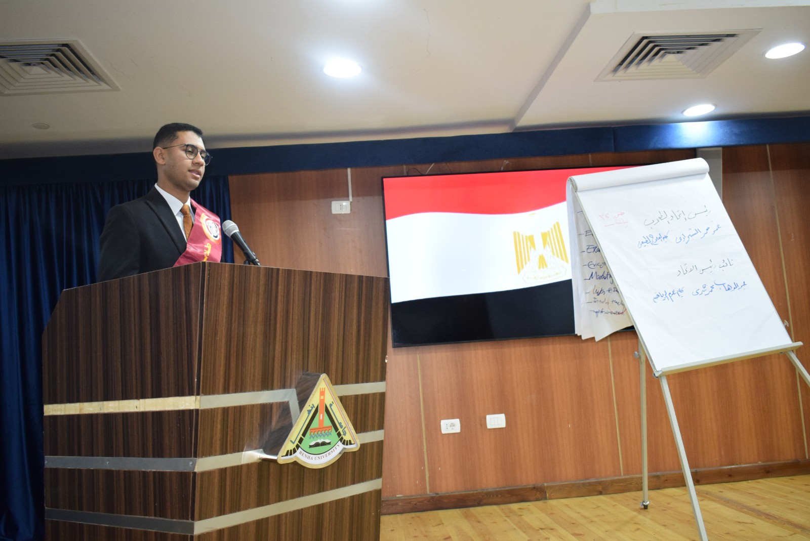 عمر الشبراوي رئيسا لاتحاد طلاب جامعة بنها.. وعبد الوهاب حمدي نائبا