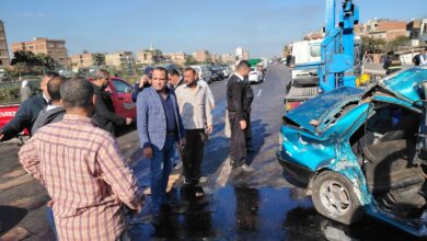مصرع 4 أشخاص وإصابة آخر في حادث تصادم مروع على طريق بنها كفر شكر