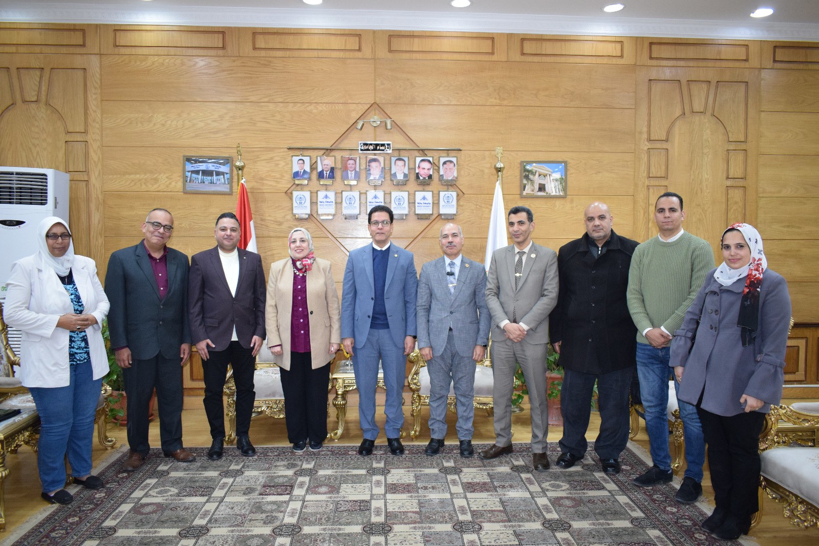 رئيس جامعة بنها يستقبل أعضاء لجنة اعتماد مراكز التدريب بالمجلس الأعلى للجامعات