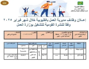 توفير 342 فرصة عمل داخل 9 شركات بالقليوبية