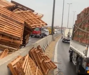 تكدس مروري بالطريق الزراعي بسبب حادث تصادم بالقليوبية - صور