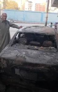 احتراق سيارة بسبب الألعاب النارية ببنها .. وأمن القليوبية يضبط المتهم