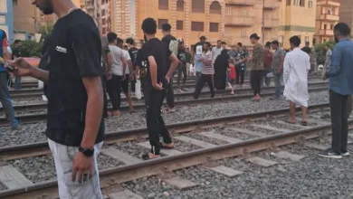 مصرع رجل وسيدة صدمهم قطار بطوخ - صور