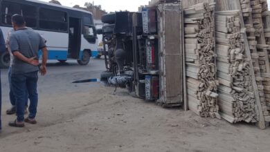 انقلاب سيارة نقل محملة بالأخشاب على الطريق الزراعي بطوخ دون خسائر بشرية انقلاب سيارة نقل محملة بالأخشاب على الطريق الزراعي بطوخ دون خسائر بشرية