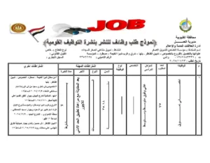 إتاحة 329 فرصة عمل جديدة بالقليوبية ضمن نشرة وزارة العمل لشهر ديسمبر