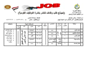 إتاحة 329 فرصة عمل جديدة بالقليوبية ضمن نشرة وزارة العمل لشهر ديسمبر