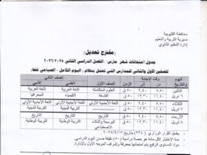 تعديل جداول امتحانات مارس بالقليوبية بعد تعطيل الدراسة بسبب سوء الأحوال الجوية