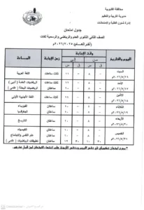 اعتماد رسمي لجداول امتحانات القليوبية.. وانطلاق ماراثون نهاية العام مطلع الشهر المقبل