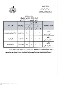 اعتماد رسمي لجداول امتحانات القليوبية.. وانطلاق ماراثون نهاية العام مطلع الشهر المقبل