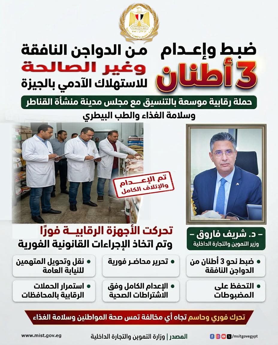 قبل وصولها للمواطنين.. إحباط كارثة غذائية وضبط 3 أطنان دواجن نافقة بالجيزة