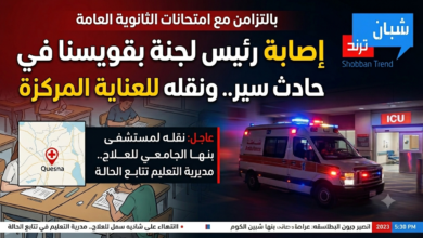 بالتزامن مع امتحانات الثانوية العامة.. إصابة رئيس لجنة بقويسنا في حادث سير ونقله للعناية المركزة