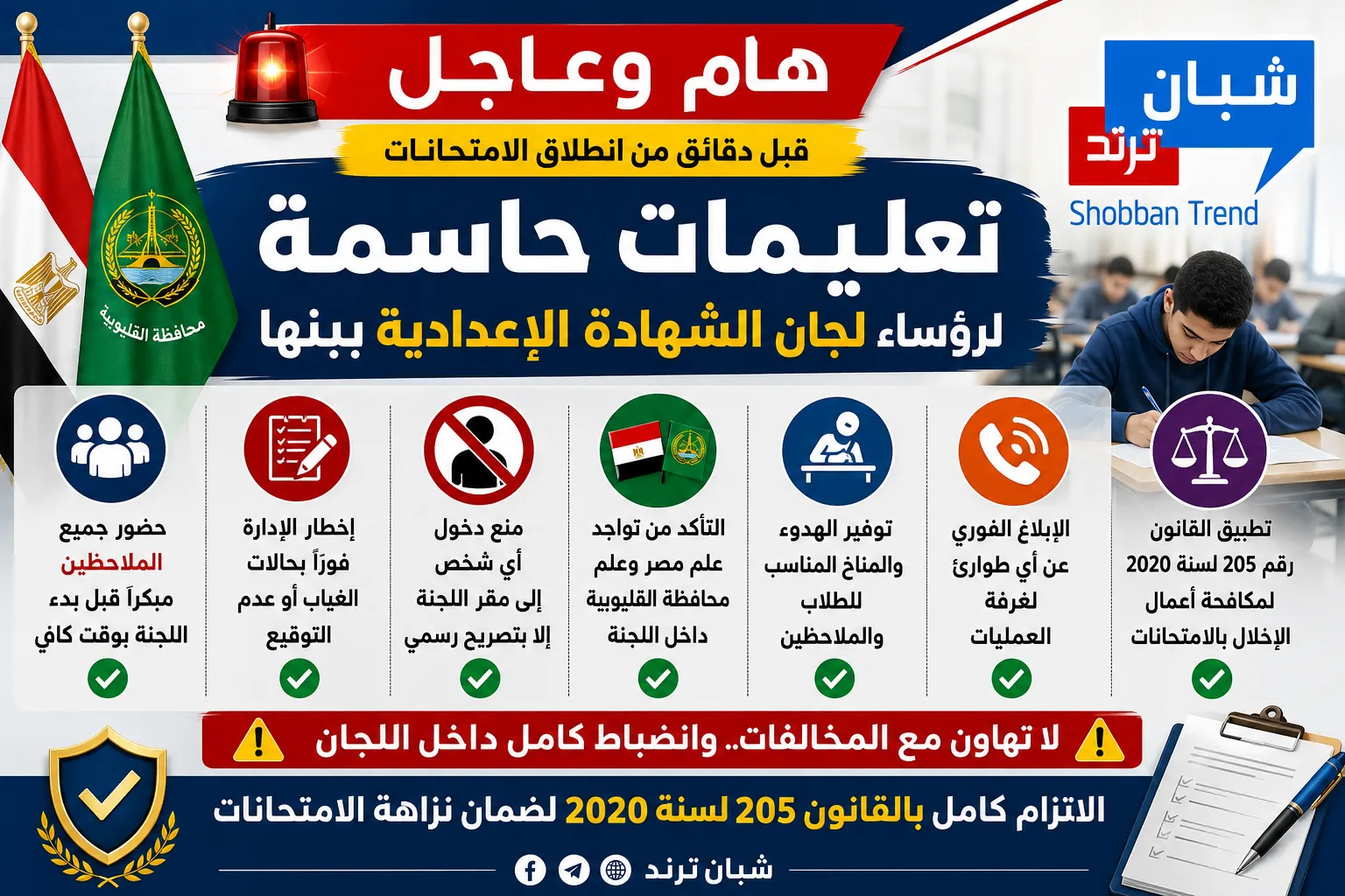 بنها التعليمية تضرب بيد من حديد.. توجيهات عاجلة لضمان انضباط امتحانات الشهادة الإعدادية.