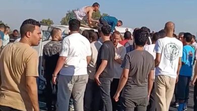 إصابة 11 شخصًا في انقلاب ميني باص على طريق شبرا – بنها الحر