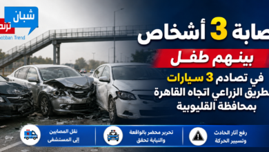 الأمن يرفع آثار تصادم 3 سيارات بالطريق الزراعي بطوخ بعد إصابة 3 أشخاص