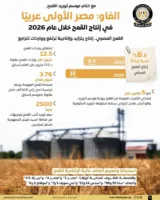 مصر تتربع على عرش القمح عربيًا.. 10.2 ملايين طن إنتاج متوقع في 2026