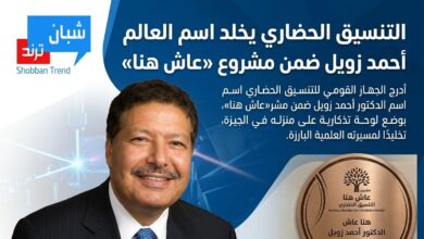 التنسيق الحضاري يخلد اسم العالم أحمد زويل ضمن مشروع «عاش هنا»
