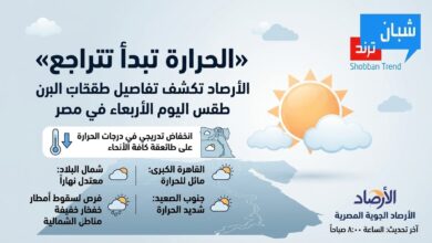 الحرارة تبدأ تتراجع».. الأرصاد تكشف تفاصيل طقس اليوم الأربعاء في مصر