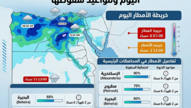 خريطة الأمطار اليوم.. الأرصاد تكشف المحافظات المتأثرة ومواعيد سقوطها