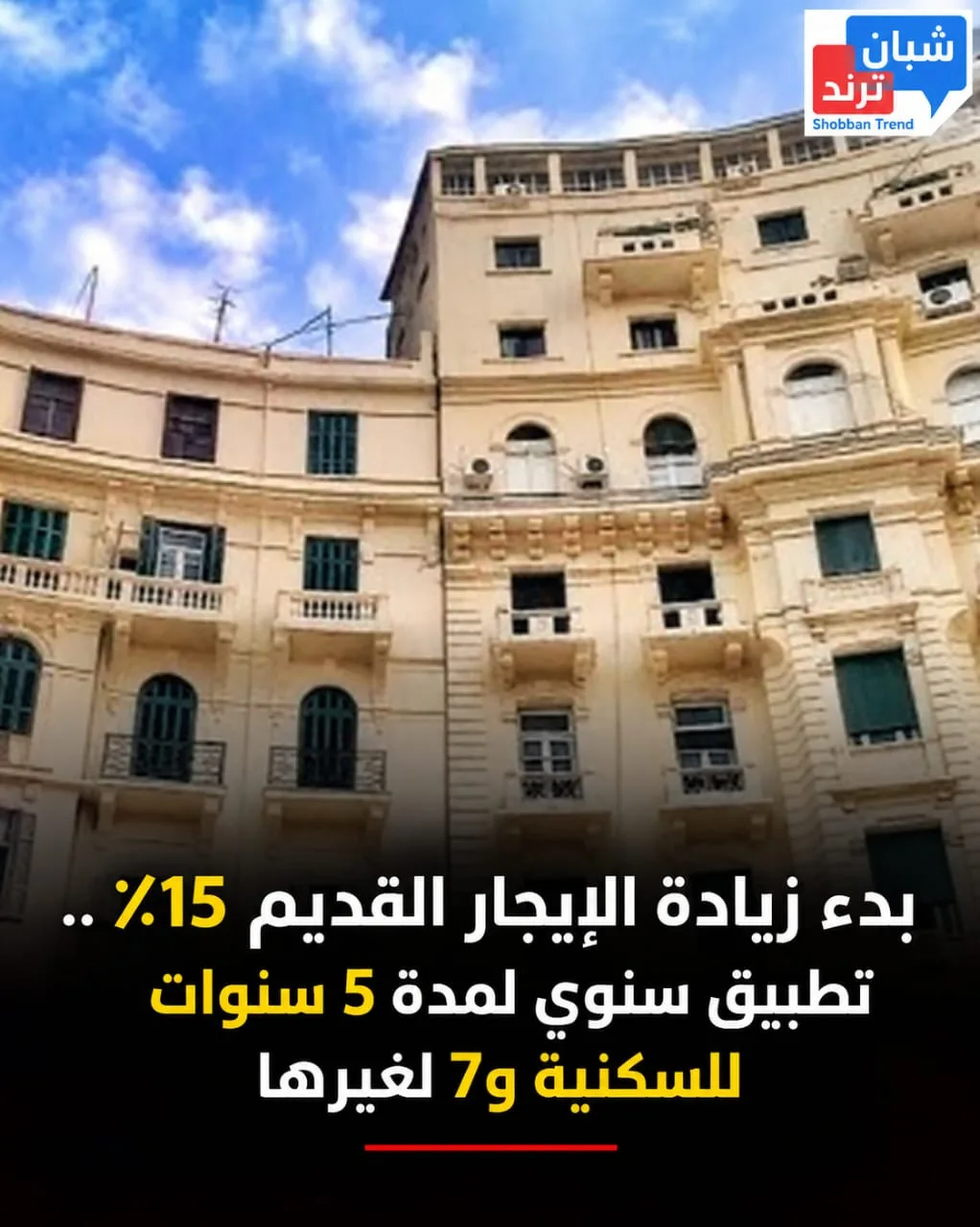 بدء تطبيق الزيادة السنوية على الإيجار القديم.. 15% لمدة 5 سنوات للسكنية و7 سنوات لغير السكنية