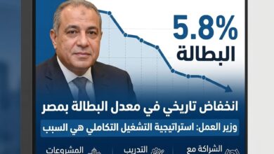 وزير العمل: استراتيجية التشغيل التكاملي تنجح في خفض معدل البطالة إلى 5.8%
