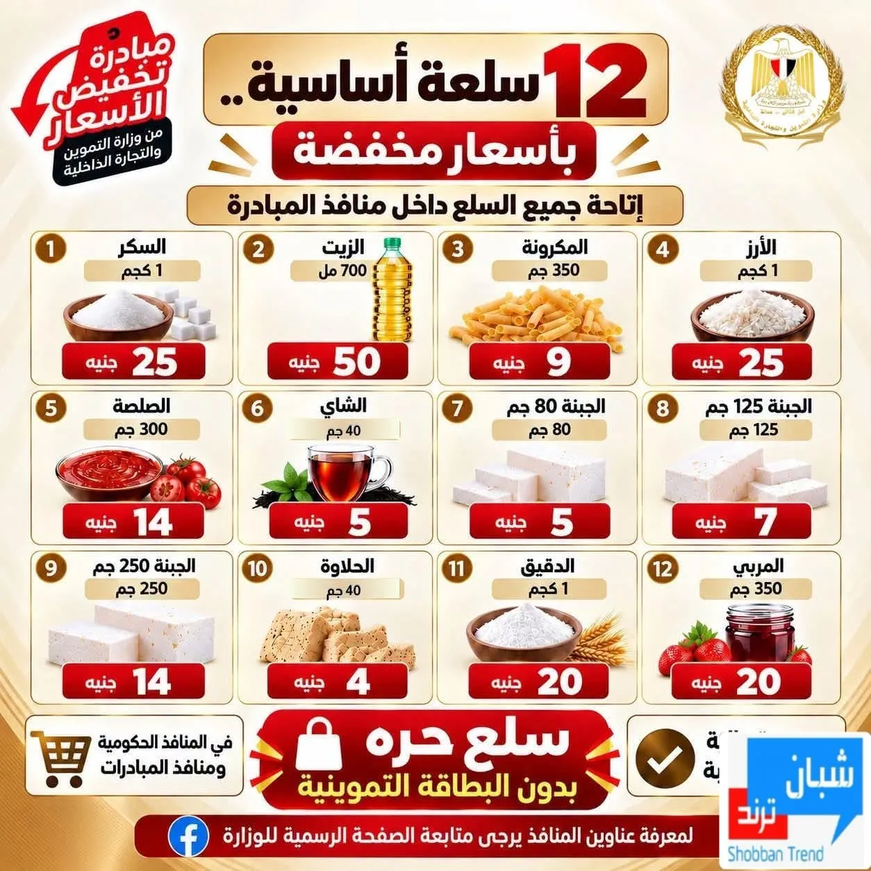 12 سلعة أساسية بأسعار مخفضة.. «التموين» تواصل طرح السلع للمواطنين 12 سلعة أساسية بأسعار مخفضة.. «التموين» تواصل طرح السلع للمواطنين