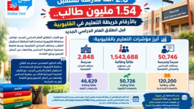2848 مدرسة تضم 1.54 مليون طالب.. بالأرقام خريطة التعليم في القليوبية قبل انطلاق الدراسة