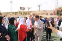 رئيس جامعة بنها يشهد إحتفالية بدء العام الدراسي الجديد والسلام الوطنى بملاعب الجامعة