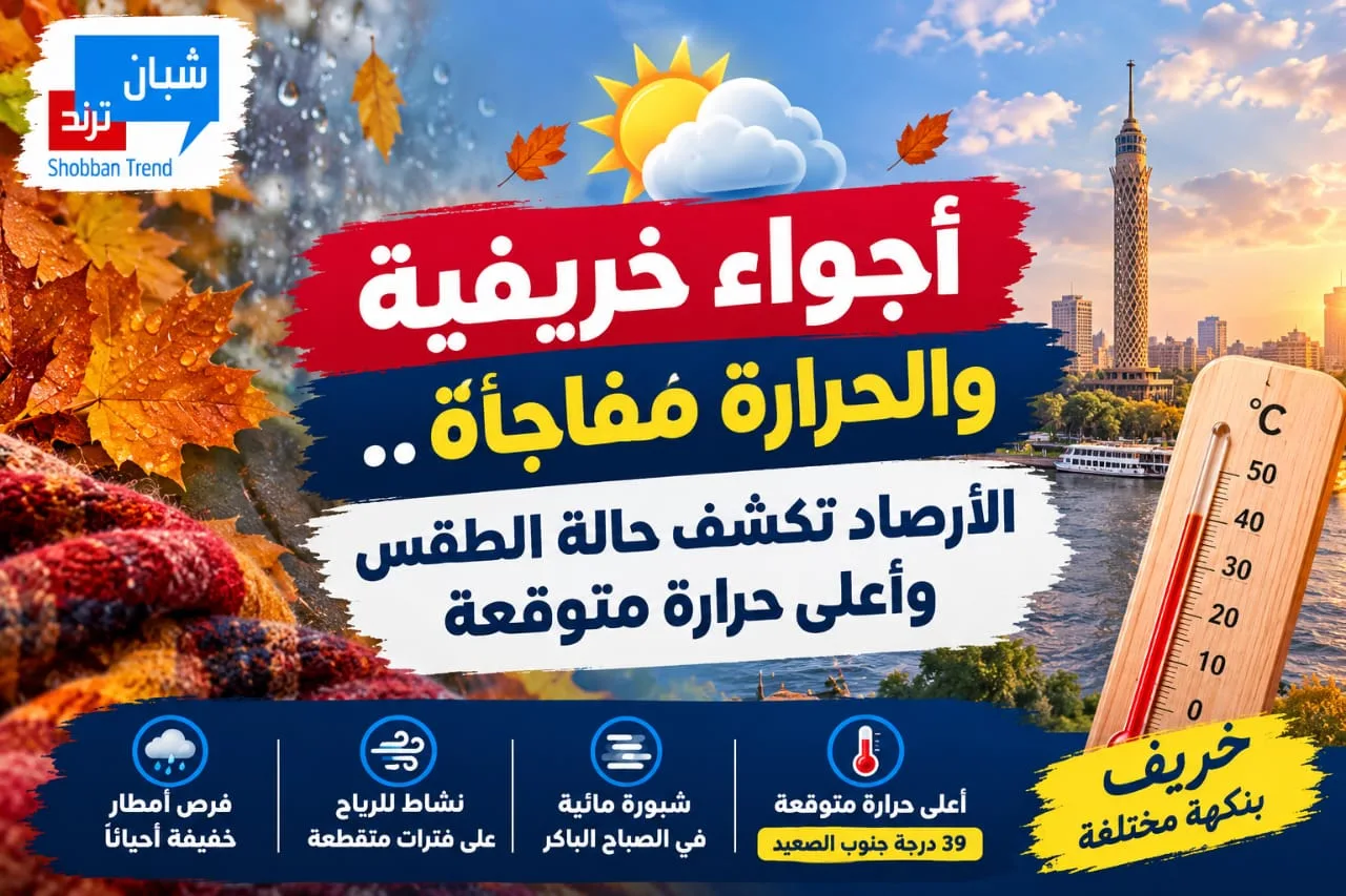 أجواء خريفية والحرارة مفاجأة.. الأرصاد تكشف حالة الطقس وأعلى حرارة متوقعة