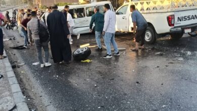 مستشفى قها التخصصي تعلن تفاصيل الحالة الطبية لضحايا حادث الطريق الزراعي بعد استقبال 17 حالة
