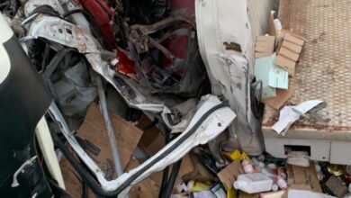 مصرع شخصين وإصابة 11 آخرين في تصادم سيارة أجرة وربع نقل أعلى كوبري قها بالقليوبية