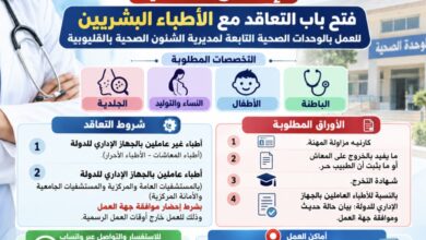  إعلان هام للأطباء البشريين بمحافظة القليوبية