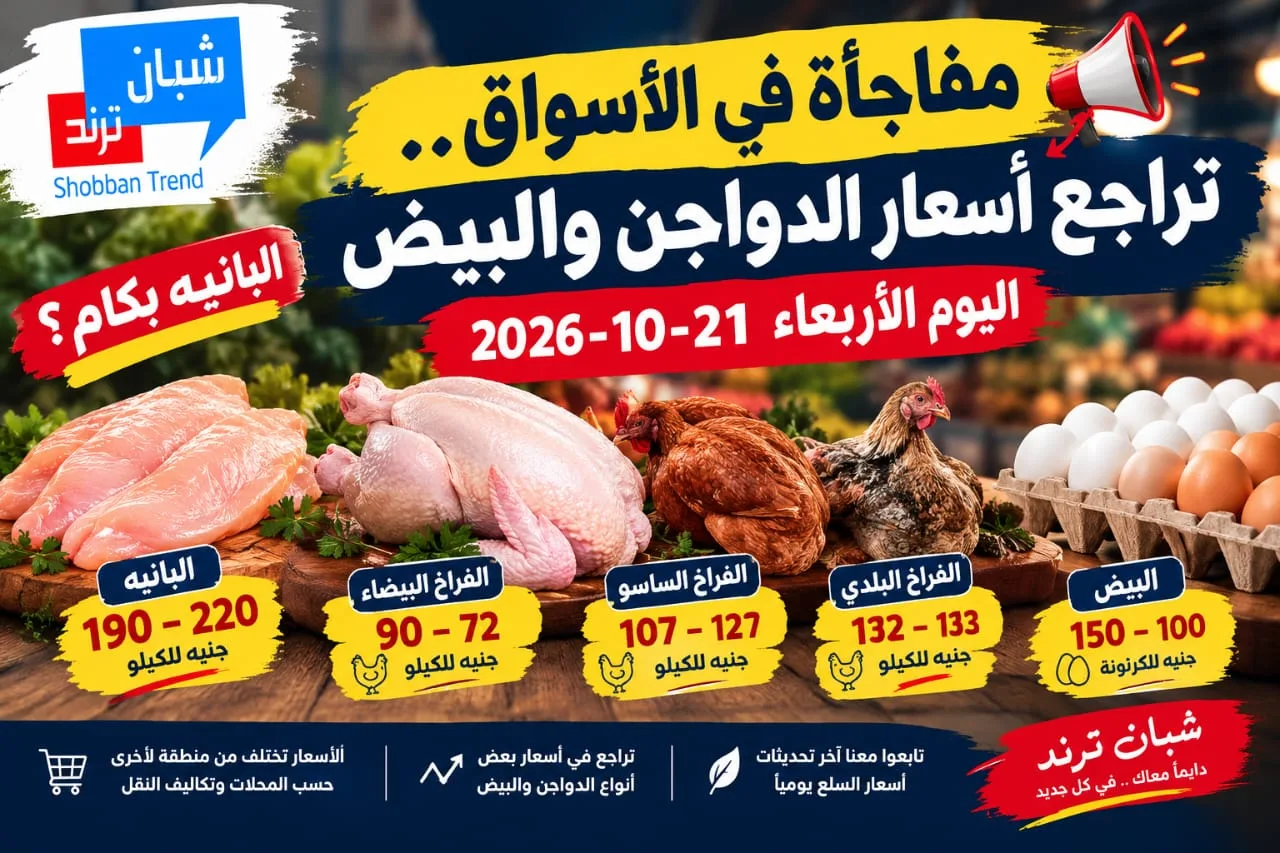 مفاجأة في الأسواق.. أسعار الفراخ والبيض تتحرك من جديد اليوم الأربعاء 21 أكتوبر 2026