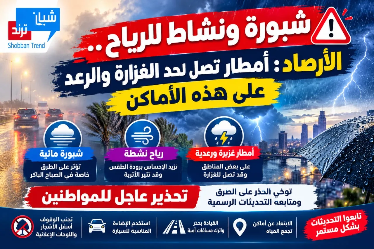 شبورة كثيفة ورياح نشطة وأمطار رعدية قد تصل للغزارة.. الأرصاد تحذر من تقلبات جوية في عدد من المحافظات